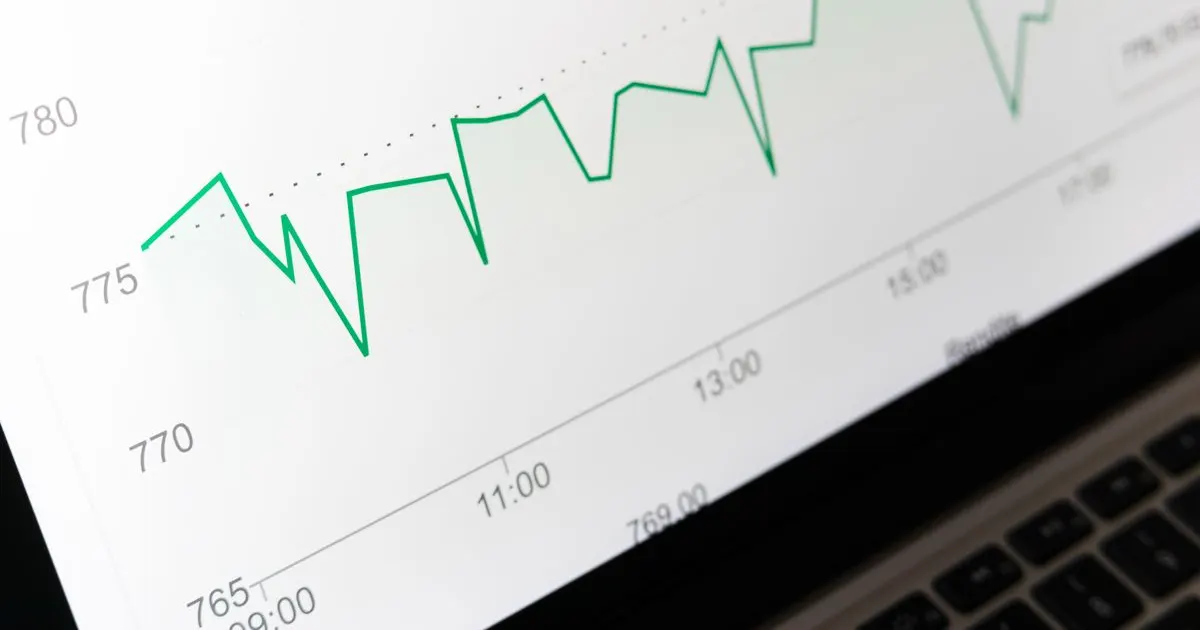 A performance line graph on a screen