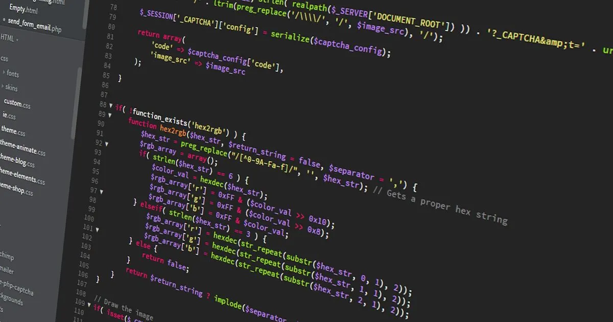 Source code in a developer's editor